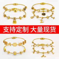 欧美跨境驴家香家钛钢手镯不掉色饰品电缆线手绳钢丝手环手饰首饰