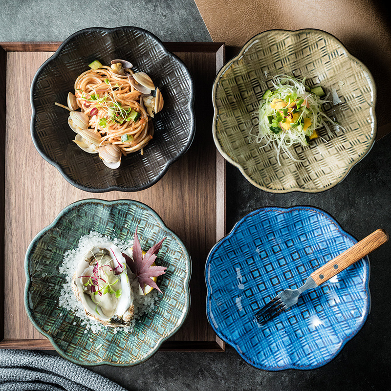 Japanese Style Simple Cloth Bag Bowl Retro Household Ceramic Rice Bowl Commercial Restaurant Table Single Bowl for Eating and Drinking Soup Small Bowl