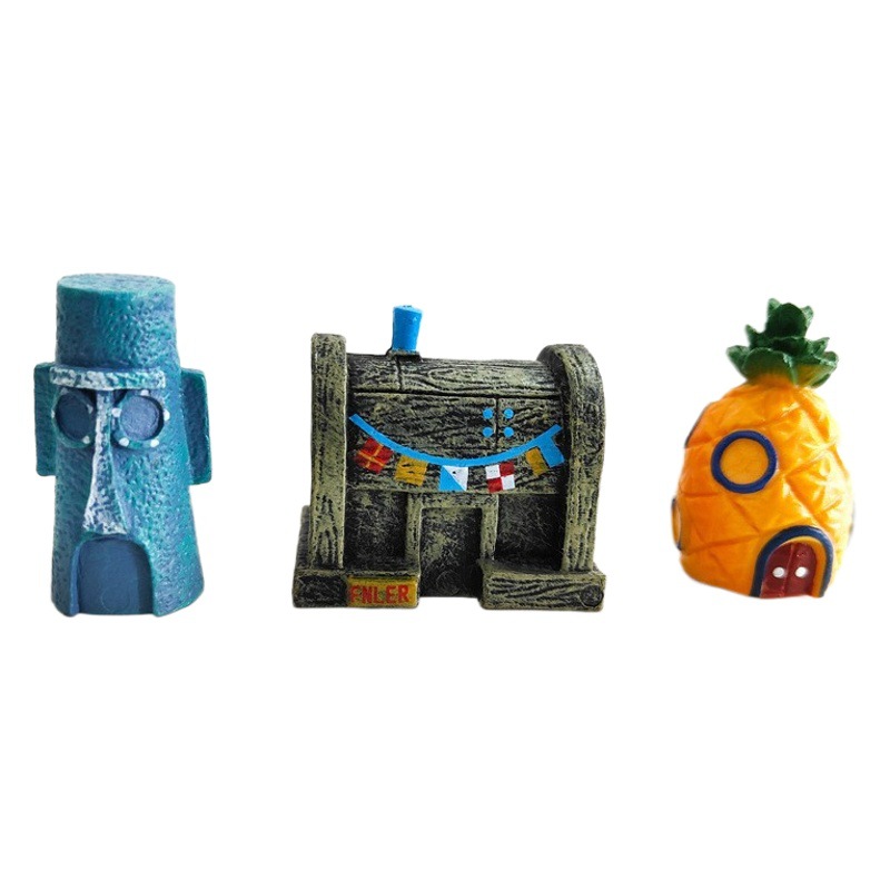 Mini acuario berserk completo, adorno sumergido, casa de piña de dibujos animados, PVC, no se puede romper, tanque de evitación de peces y camarones de acuario