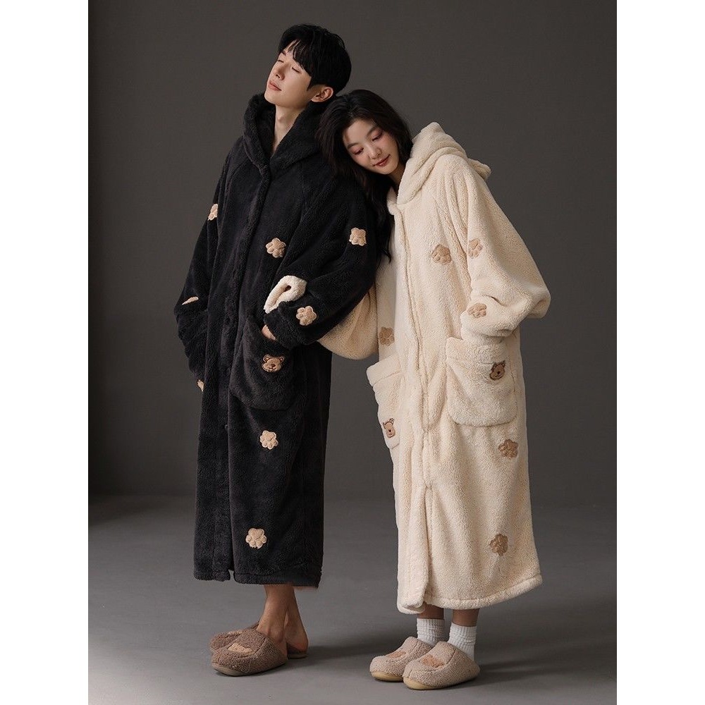 2025 New Couple Pajamas Women's Autumn and Winter Thickened Coral Velvet Men's Pajamas Set Home Clothes