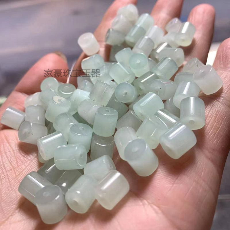 缅甸a料冰种翡翠算盘珠巴山翠桶珠直筒珠平安扣隔片散珠挂绳