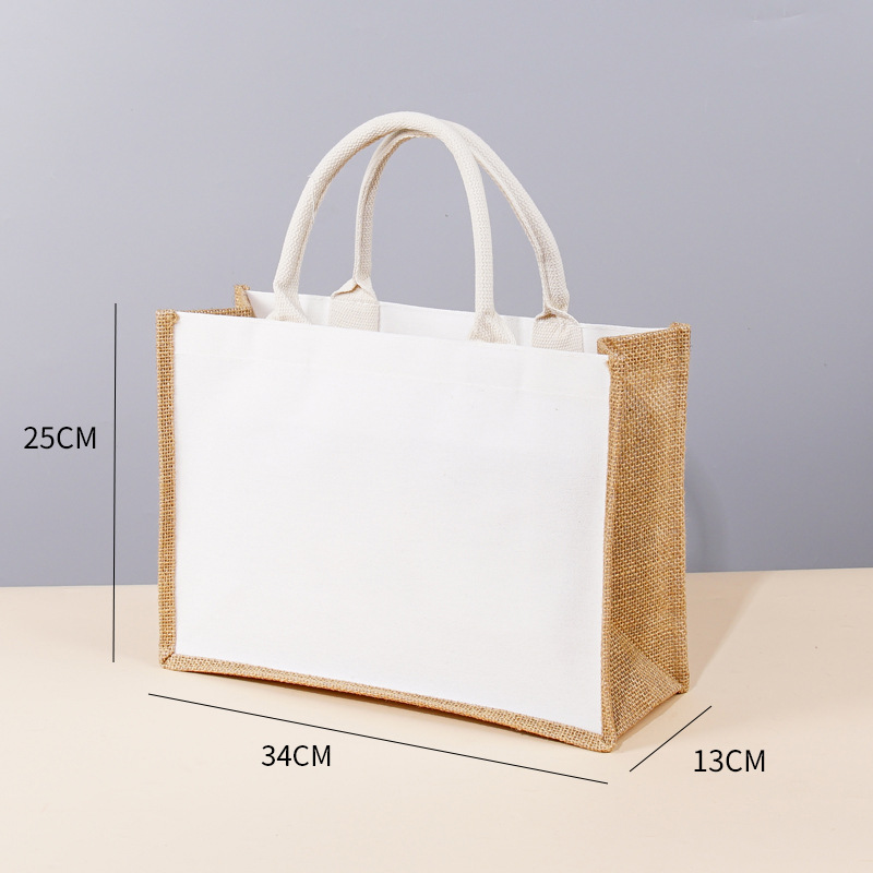 Bolsas de lino personalizadas para regalos de Año Nuevo, bolsas de mano de lino de alta gama de algodón-lino-yute en blanco, bolsas de compras pintadas a mano image 25