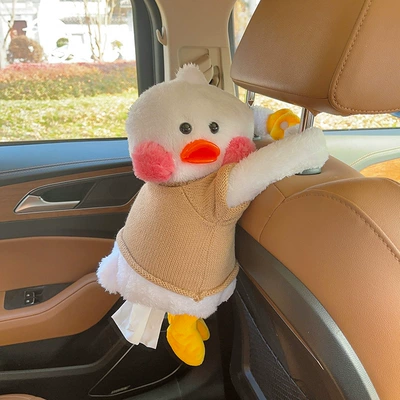 Armrest Box Doll Cute – Car tissue box/set - khaki-sweater-duck-tissue-box