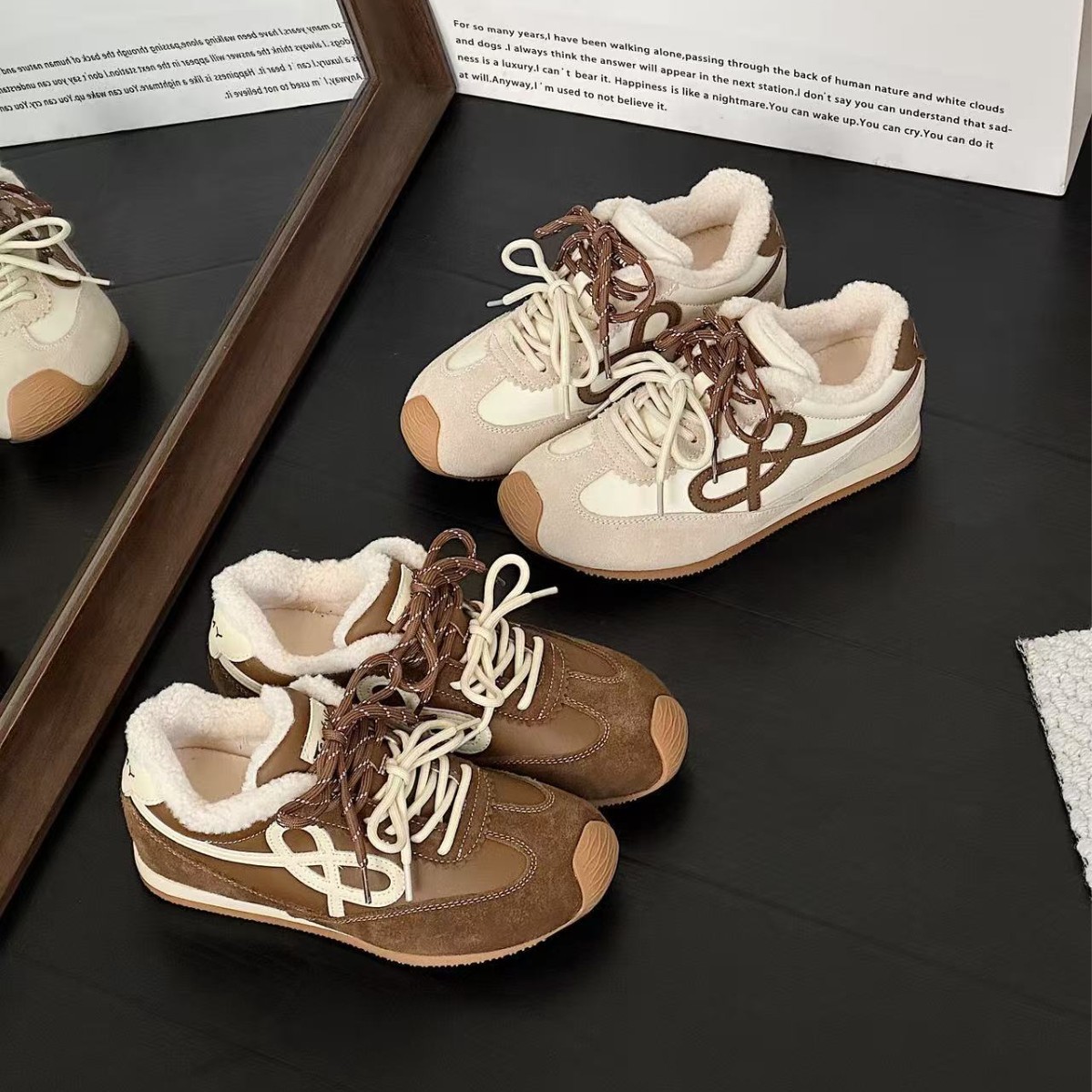 Dong Xuan's Same Style Retro Candy-Colored Tilted Head Moral Training Casual High-Top Sneakers with Plush Lining