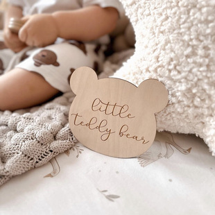 ins Nordic style wooden cartoon bear decoration baby photography props children's room wall decoration wall stickers