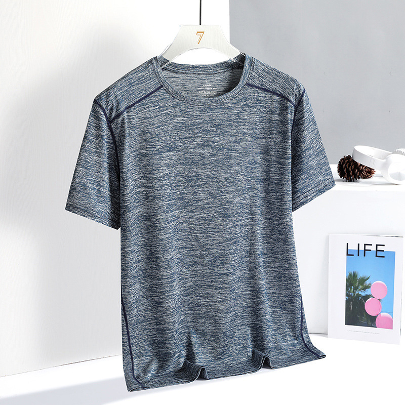Camiseta de manga corta de seda helada de talla extra grande para hombre, estilo casual moderno, de ajuste holgado, de secado rápido, versátil, sin necesidad de planchado.