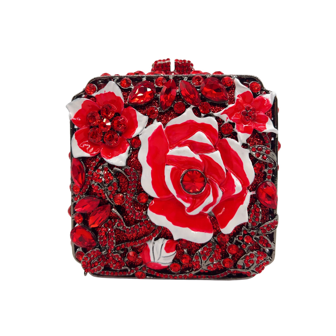 Túi clutch nữ đính đá hình hoa hồng dạ hội sang trọng — màu đỏ, Tùy chỉnh màu khác