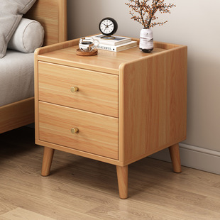 Solid Wood Color Bedside Table Household Small Bedroom Storage Narrow Cabinet Mini Storage Rack Multi-Purpose Storage Bedside Table