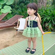 2023女宝宝连体泳衣甜美可爱洋气韩国女童小公主游泳衣裙式游泳装