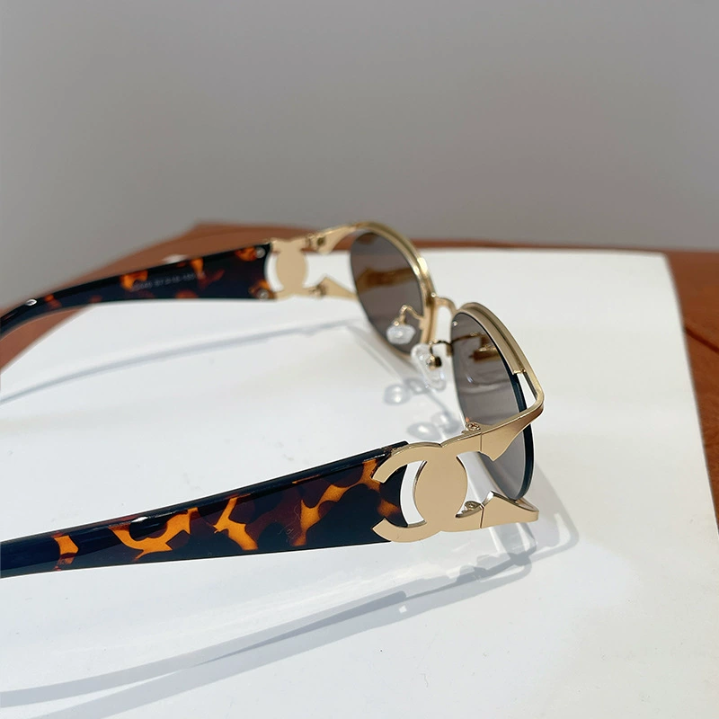 Металлические золотистые солнцезащитные очки с буквами, стиль Chanel