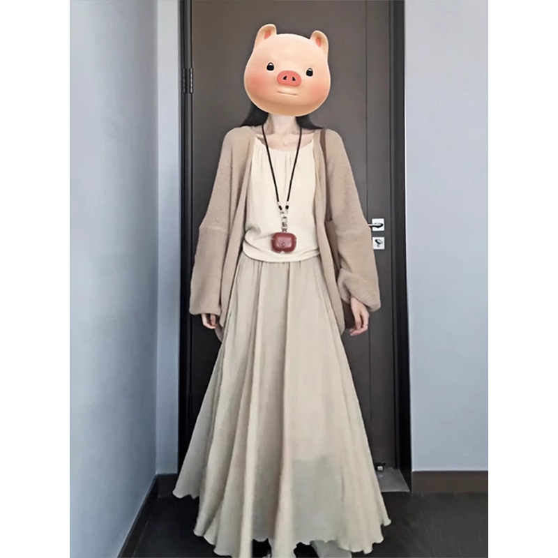 早秋小个子半身裙女2025新款秋季韩系穿搭温柔两件套装长裙a字裙|undefined