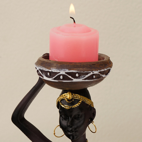 Cross-border Amazon Nordic light luxury candlestick ornaments creative resin black candlestick ins home entrance decoration