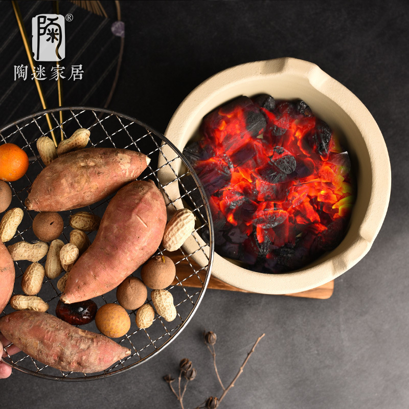 木炭茶炉粗陶围炉煮茶炭炉耐高温陶瓷明火烧炉温茶烧烤复古干烧炉|undefined