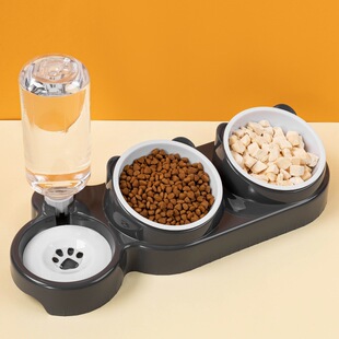 Cat Bowl, Dog Bowl, Cat Food Bowl, Cat Food Bowl, Double Bowl, Automatic Drinking Water Bowl, Inclined Mouth, Drinking Water All-In-One Cat Rice Bowl, Pet Bowl