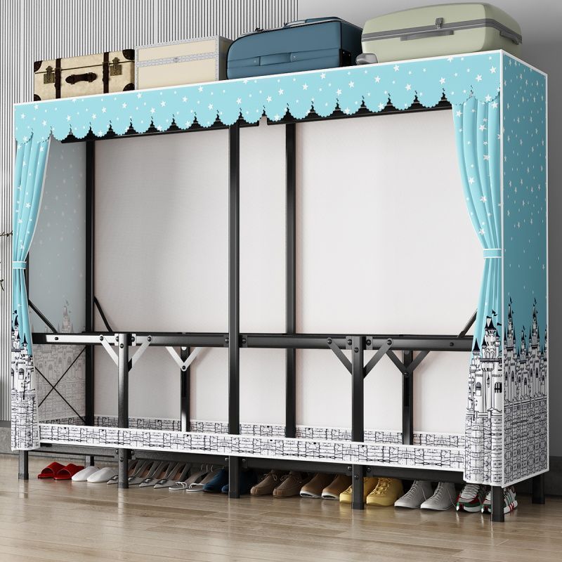 Z% Free Installation Foldable Simple Fabric Wardrobe Household Bedroom Rental Wardrobe Durable Storage Cabinet Thickened and Enhanced