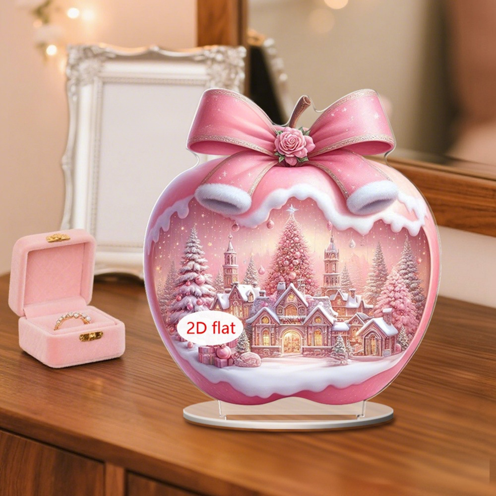 Nuevos productos transfronterizos Navidad Nochebuena Navidad Apple decoración decoración de escritorio decoración de Año Nuevo 2D acrílico