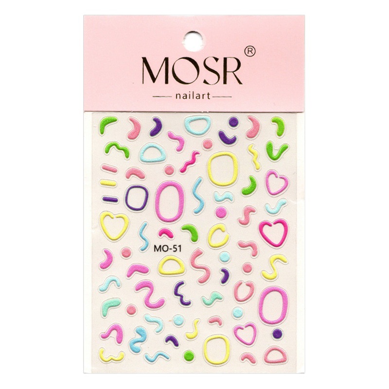 Pegatina de alivio de dopamina de uñas línea círculo Tulip carta Amor de uñas tridimensional estilo japonés adhesivo lindo