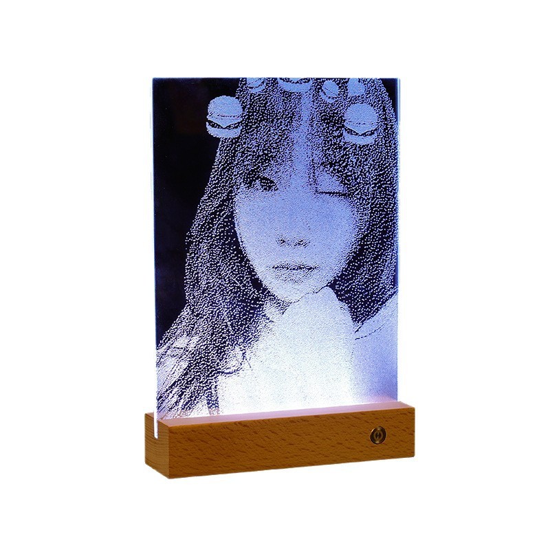 锤子玻璃画七彩发光实木充电底座桌面摆台520情人节礼物工厂批发|undefined