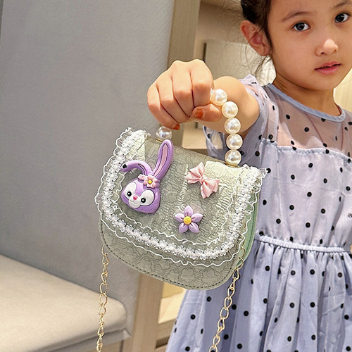 New Children's Bag Princess Star Dally Pearl Crossbody Bag Fashion Versatile Chain Coin Purse Cartoon Cute
