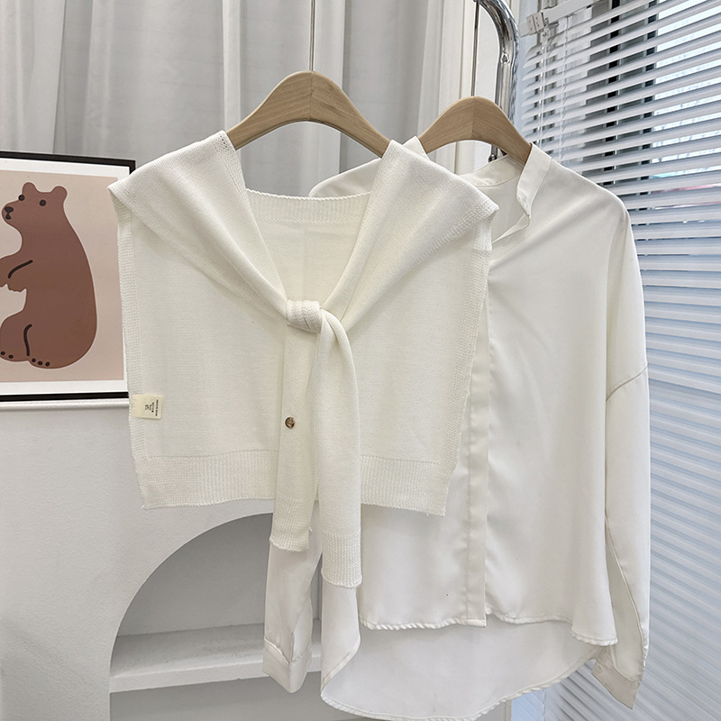 Nuevo estilo coreano Dongdamen sólido chale de punto para mujeres primavera y otoño con cardigans delgados de verano bufandas de nudos