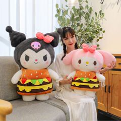 可愛漢堡庫洛米抱枕批發毛絨玩具玩偶美樂蒂抓機公仔布娃娃禮物女