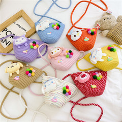 New children's shoulder bag, fashionable handmade woolen bag, cartoon cute pendant, cross-body bag, woven children's bag wholesale
