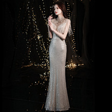 高级感鱼尾礼服女2025新款春小众轻奢高端气质主持人成人宴会礼服