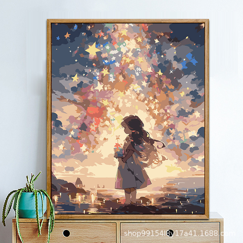 クロスボーダー diy デジタル油絵アマゾン AliExpress 卸売着色風景花絵画リビングルームの装飾絵画|undefined