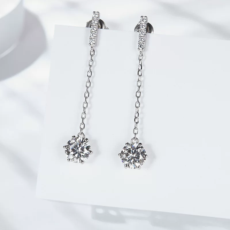 Earrings, light luxury style, silver 925 sample