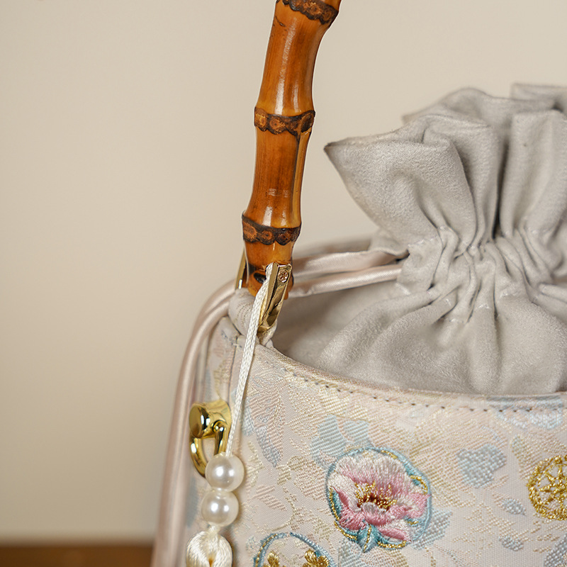 Ruyi Ball Embroidered Handbag - Ancient Style Qipao Banquet Bag - High-Precision Embroidery Mini Bucket Bag - Thumbnail 3
