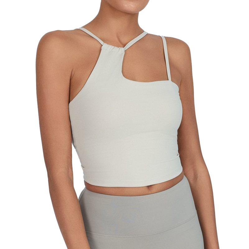 Chaleco deportivo desnudo con almohadilla de pecho irregular comercio exterior transfronterizo yoga pilates entrenamiento chaqueta de cabina