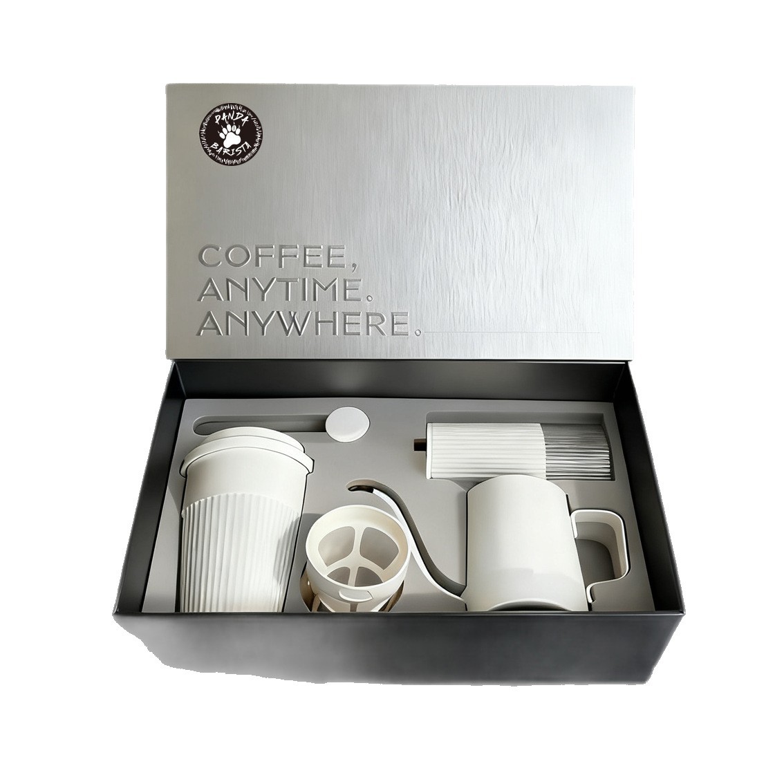 Set de café rápido para principiantes, caja de regalo portátil, café rápido doméstico, set de cuatro piezas, moderno y simple.