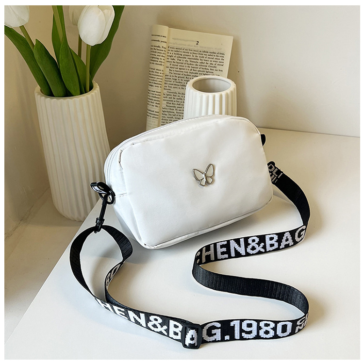 wholesale elegant butterfly simple small bag women's nylon cloth wide shoulder strap underarm bag casual shoulder solid color crossbody bag undefined