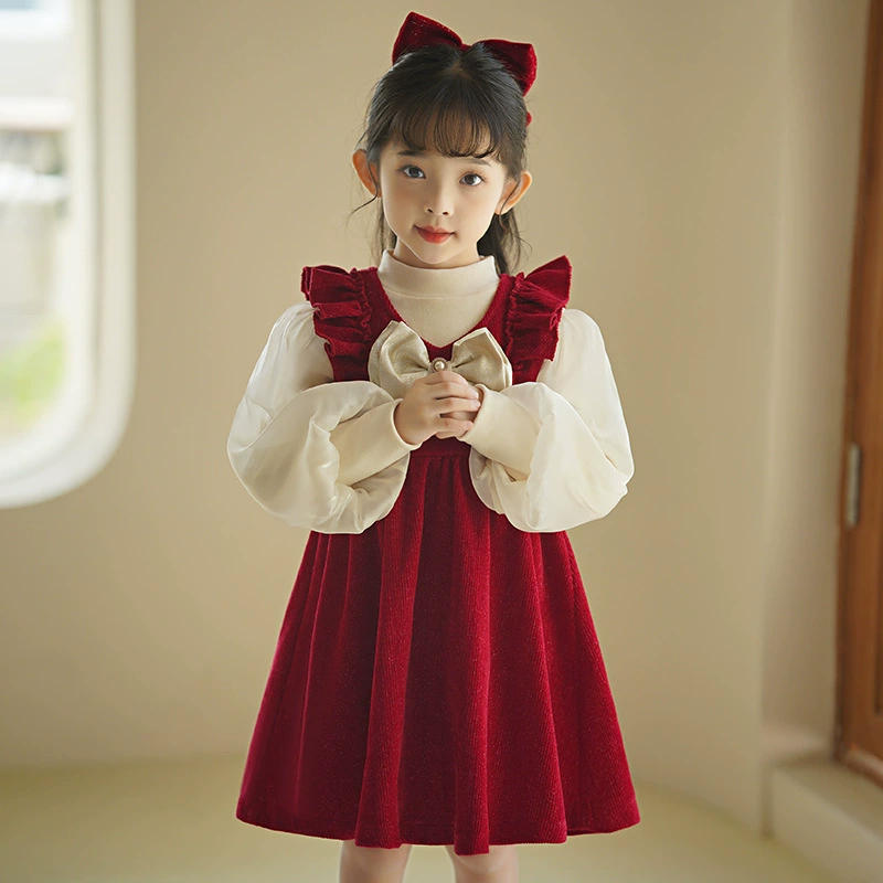 Кариса Dress, зимний флис набор, полупрозрачная юбка Demi-сезона, детский маленький принцесс костюм, увеличенная толщина