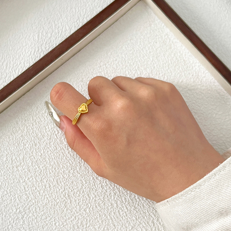 Simple Style Alloy Heart Shape Plating Women's Open Rings display picture 1