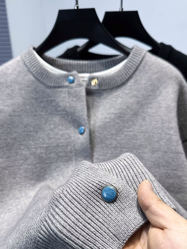 Herren Cardigan In Türkis Gestrickter Strickpullover Mit Knöpfen_voghion.com