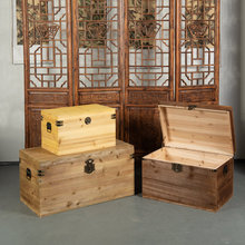 木箱子带锁储物箱实木收纳盒家用复古长方形装饰超大号小木箱跨境