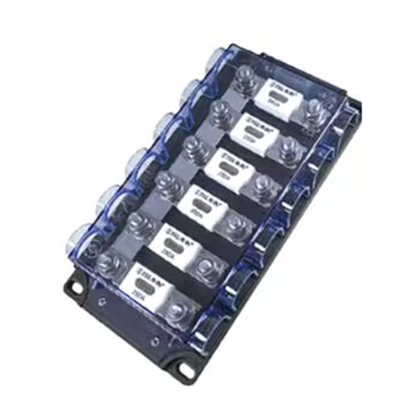 多路汽车保险丝座子黑底蓝盖大叉栓保险丝座音响座6路保险丝厂家