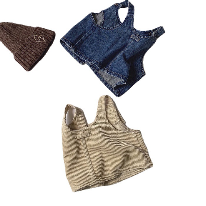 INS estilo coreano ropa para niños otoño nuevo bebé Chaleco de mezclilla retro niños y niñas Chaleco de moda de un solo pecho en stock