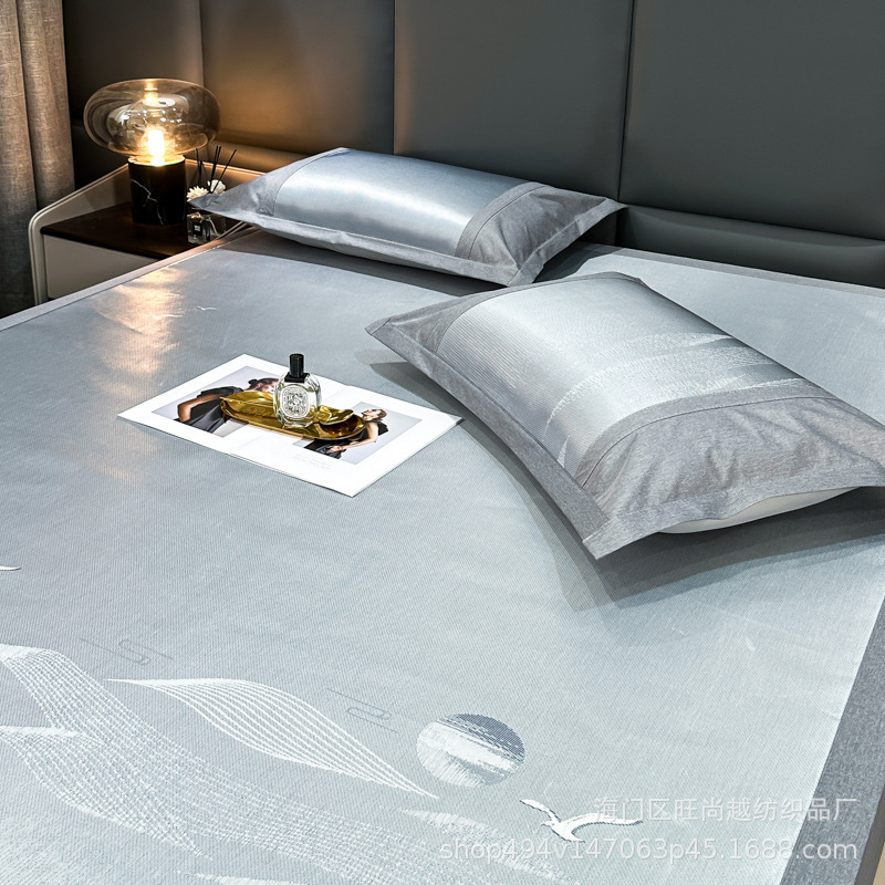 高端水洗冰丝席三件套夏季冷感床席双人折叠凉席子夏天空调席批发