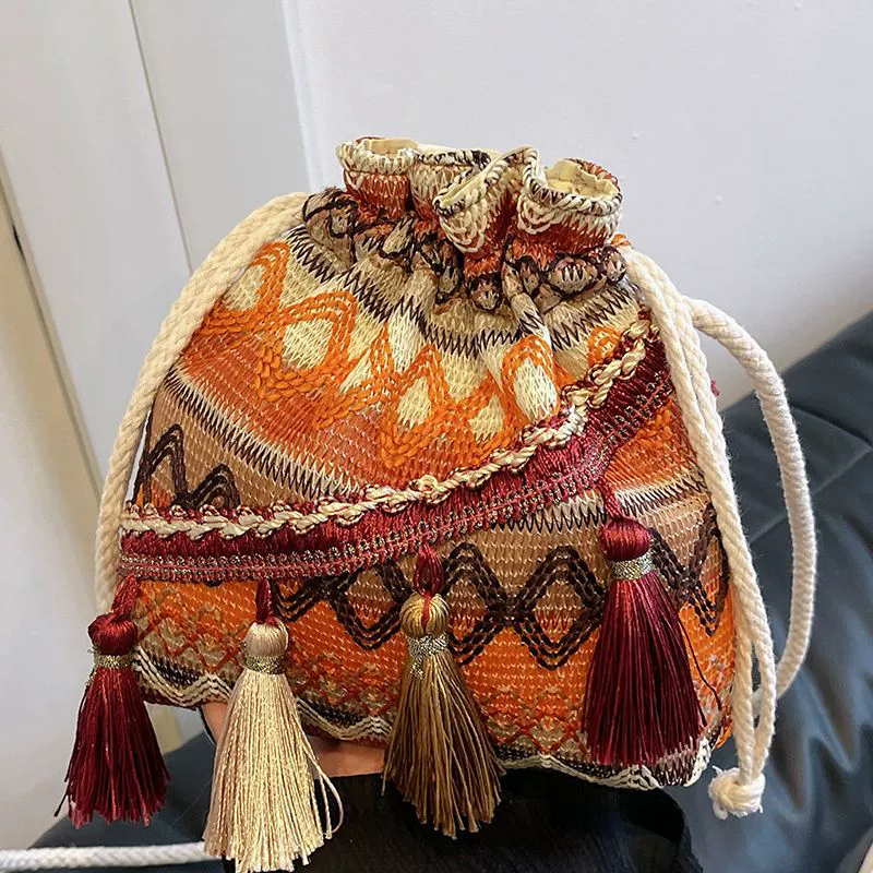 Brand ethnic one-shoulder bag, shoulder bag, handmade, internet celebrity