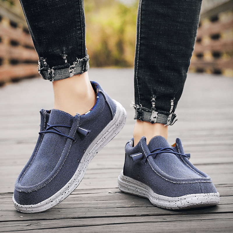 Herren Freizeitschuhe Aus Canvas Als Slipper Mit Flacher Sohle_voghion.com