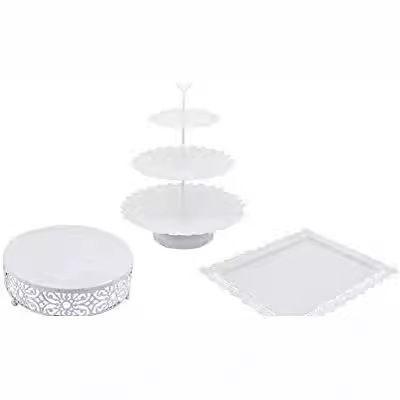 Dorado hierro forjado pastel rack set display rack tray table postre de té de la tarde snack table display rack