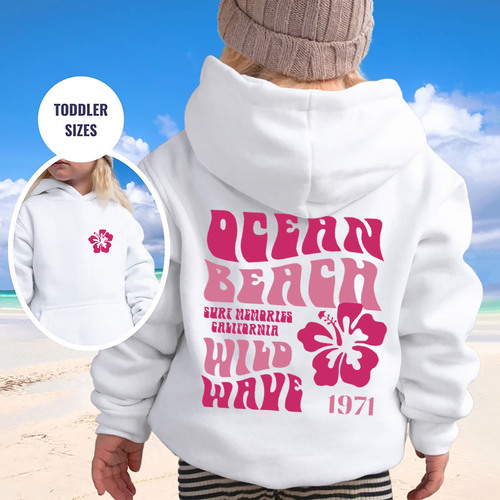 QEEAN BEACH WILD WAVE 1971 printed children's clothing sweater autumn and winter loose boys and girls 'pullover