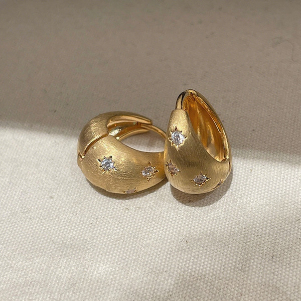 Matte fashionable universal earrings with zircon