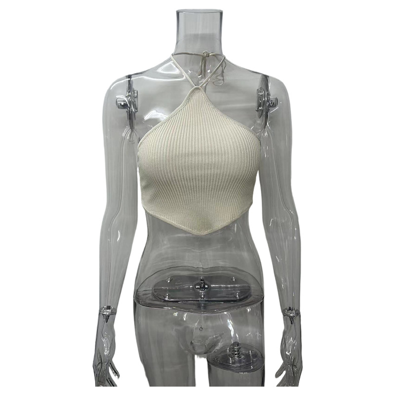 84g Weight Polyester Fabric Type Women's Vest Tank Tops Backless Streetwear Solid Color