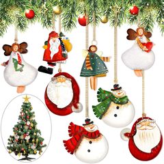 クリスマス木製オーナメント天使サンタクロース木製雪だるま装飾クリスマスオーナメントロープパーティー装飾