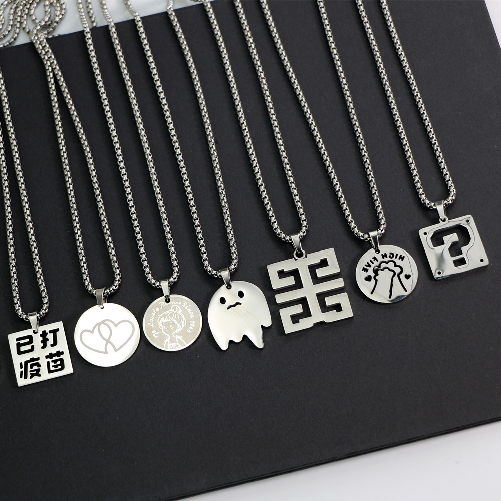 Cute ghost trend necklace stainless steel