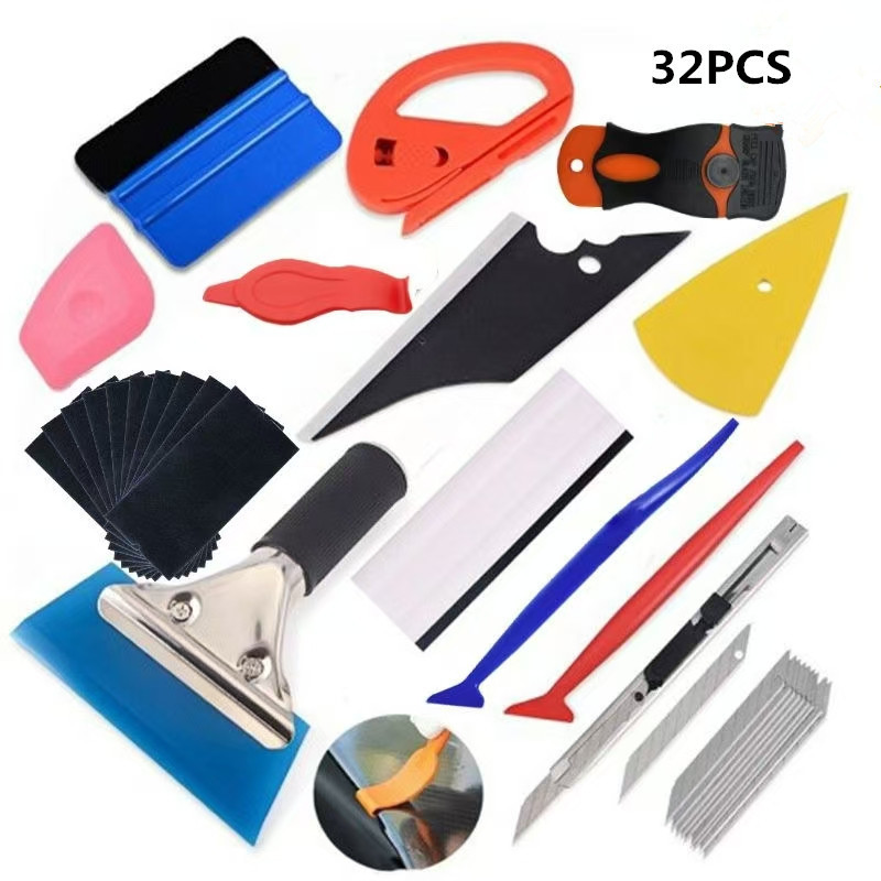 Cross-Border 32-Piece Car Color Changing Film Application Tool Set Windshield Water Buffalo Tendon Large Scraper Film Cutting Knife
