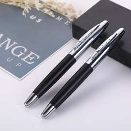 新款宝珠笔可印刷LOGO公司商务礼品笔书写清晰流畅黑色金属签字笔